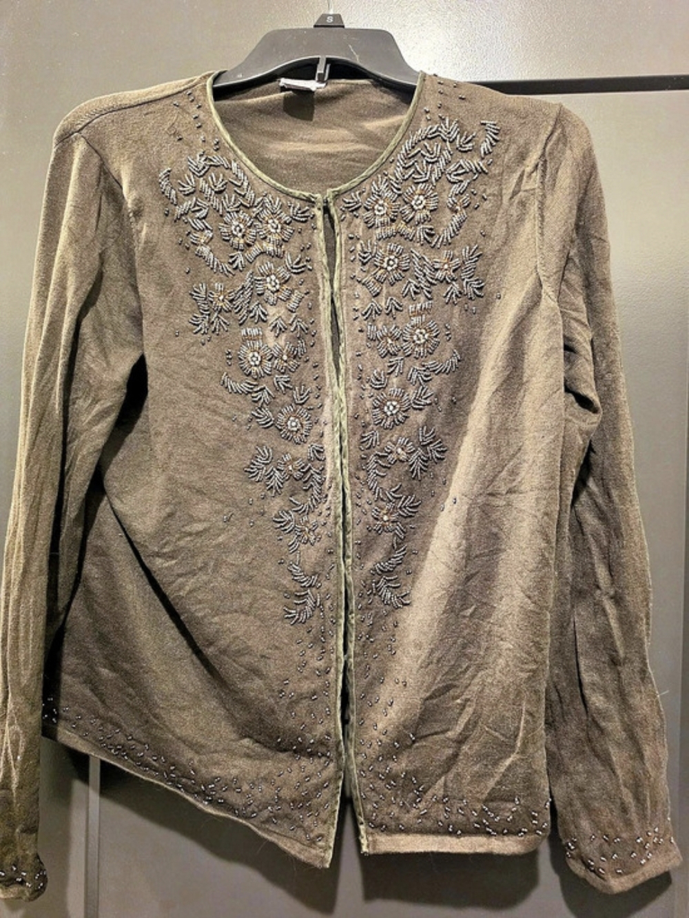 Ann Taylor Embellished Jacket in Brown Size Large